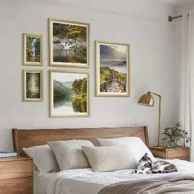 Set od 5 slika u okviru prirodni krajolici sa slapovima i šumskim stazama