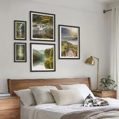 Set od 5 slika u okviru prirodni krajolici sa slapovima i šumskim stazama