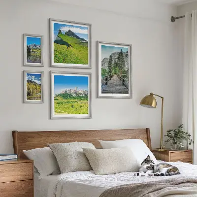 Slapovi planinskih krajolika set slika iznad kauča