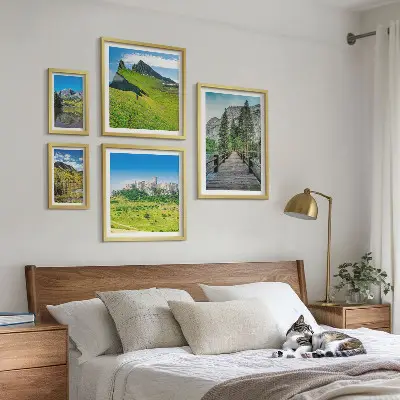 Slapovi planinskih krajolika set slika iznad kauča