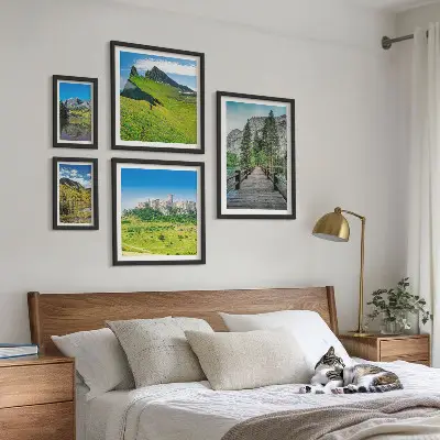 Slapovi planinskih krajolika set slika iznad kauča