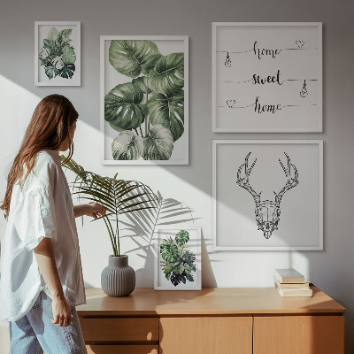 Set 5 slika u okviru Biljni motivi s prirodnim domom