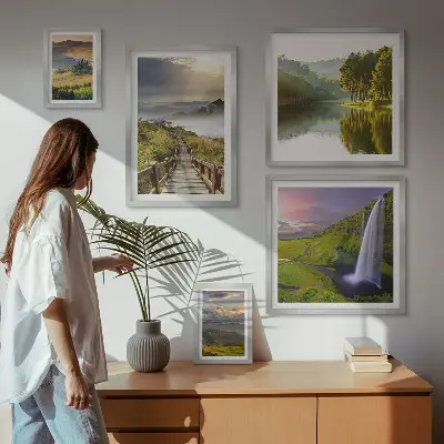 Set slika za iznad kauča s motivima planinskih krajolika i slapova