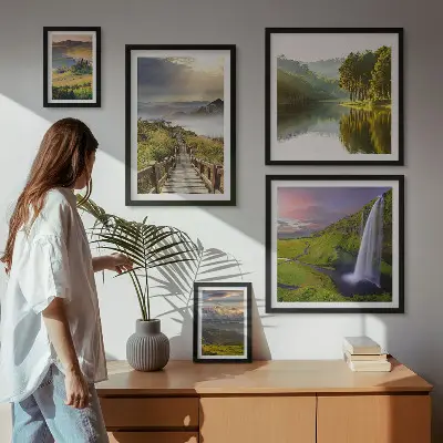 Set slika za iznad kauča s motivima planinskih krajolika i slapova