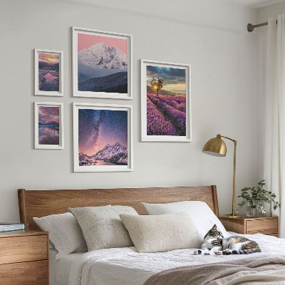Set slika iznad kauča Krajolici prirode, planine lavande