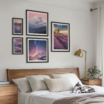Set slika iznad kauča Krajolici prirode, planine lavande