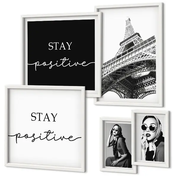 Set 5 slika u okviru elegantna grafika s motivom modnog Pariza