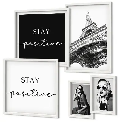Set 5 slika u okviru elegantna grafika s motivom modnog Pariza