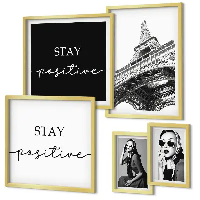 Set 5 slika u okviru elegantna grafika s motivom modnog Pariza