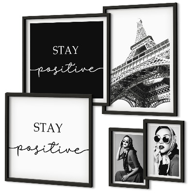 Set 5 slika u okviru Elegantna grafika modni Pariz