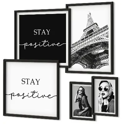 Set 5 slika u okviru elegantna grafika s motivom modnog Pariza