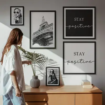 Set 5 slika u okviru elegantna grafika s motivom modnog Pariza