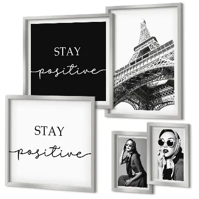 Set 5 slika u okviru elegantna grafika s motivom modnog Pariza