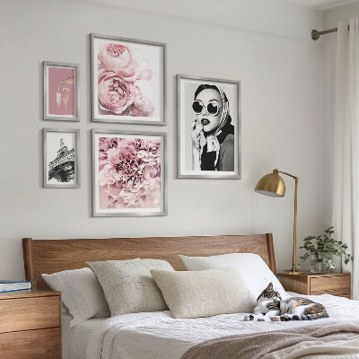 Set slika iznad kauča Elegantni portreti ružinih cvjetova