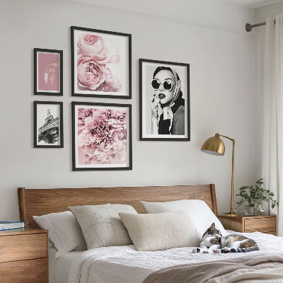 Set slika iznad kauča Elegantni portreti ružinih cvjetova