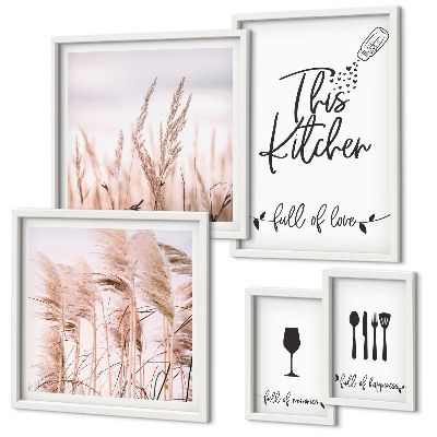 Set 5 slika u okviru Boho kuhinja voli kuhati