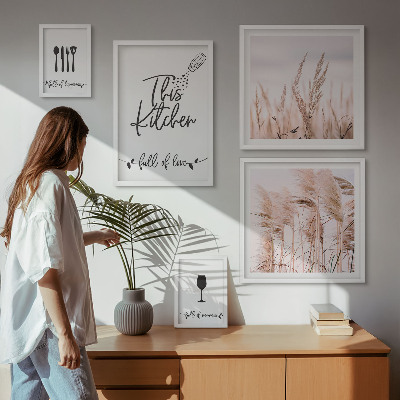 Set 5 slika u okviru Boho kuhinja voli kuhati