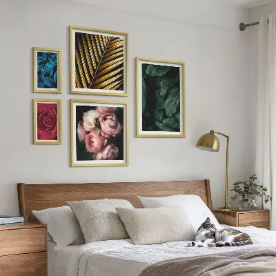 Biljni cvjetni motivi set od 5 slika u okviru