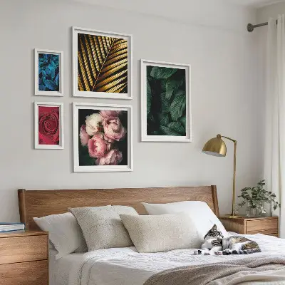Biljni cvjetni motivi set od 5 slika u okviru