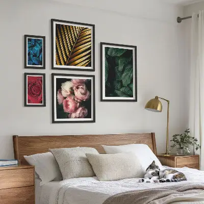 Biljni cvjetni motivi set od 5 slika u okviru