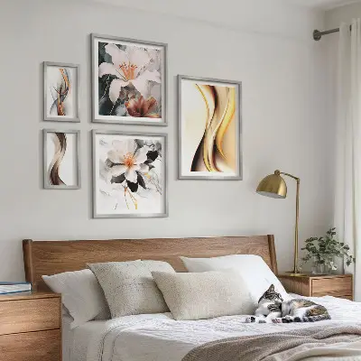 Poliptih Elegantno apstraktno cvijeće u okviru