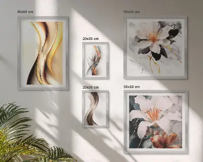 Poliptih Elegantno apstraktno cvijeće u okviru