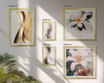 Poliptih Elegantno apstraktno cvijeće u okviru