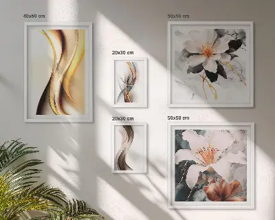 Poliptih Elegantno apstraktno cvijeće u okviru