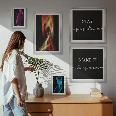 Set od 5 slika u okviru citati, svjetlosni uzorci i inspiracije