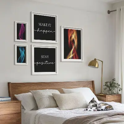 Set od 5 slika u okviru citati, svjetlosni uzorci i inspiracije