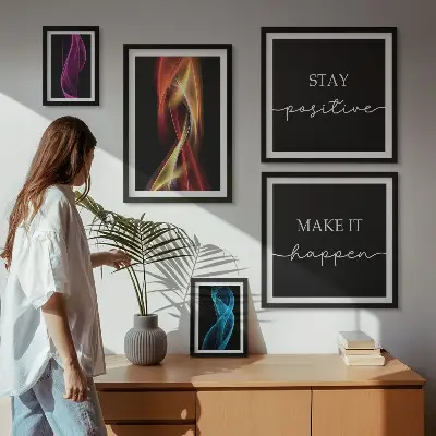 Set od 5 slika u okviru citati, svjetlosni uzorci i inspiracije