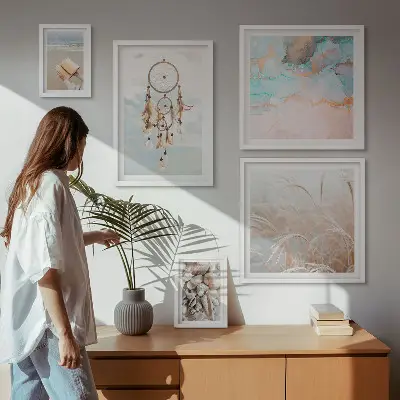 Poliptih u okviru boho snovi s motivima plaže i prirode