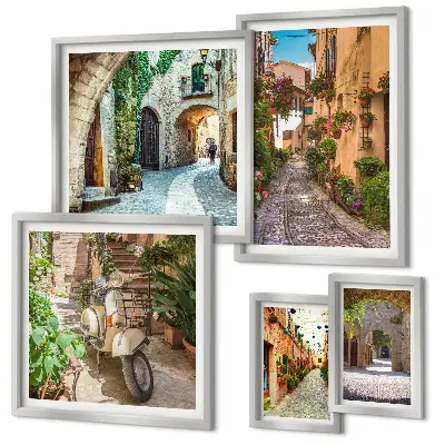 Set slika iznad kauča Šarmantne ulice s cvijećem set slika s motivom šarmantnih ulica s cvijećem