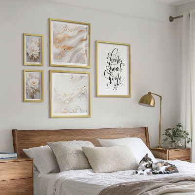 Set slika iznad kauča Elegantni cvjetni mramorni interijer