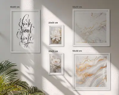 Set slika iznad kauča s motivom elegantnog cvjetnog mramora