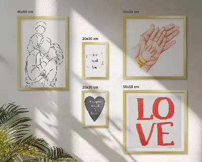 Poliptih u okviru motivi obitelji, ljubavi, topline i sreće