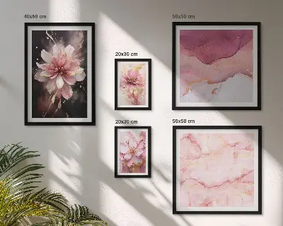 Ružičasti cvjetni aranžmani set od 5 slika u okviru