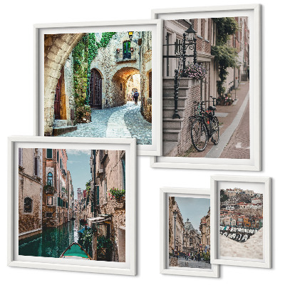 Set slika iznad kauča Šarmantne ulice s biciklima