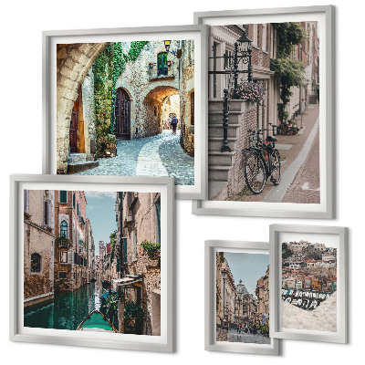 Set slika iznad kauča Šarmantne ulice s biciklima