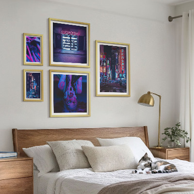 Poliptih u okviru Neonski noćni gradski pejzaži