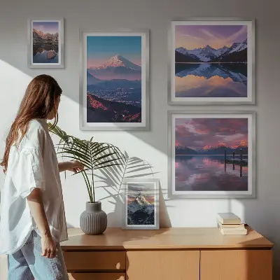 Set od 5 slika u okviru planinski pogledi i slikoviti vrhovi