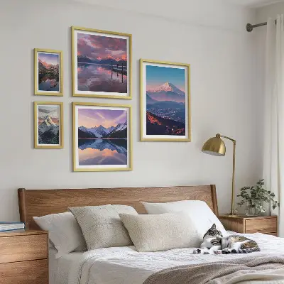 Set od 5 slika u okviru planinski pogledi i slikoviti vrhovi