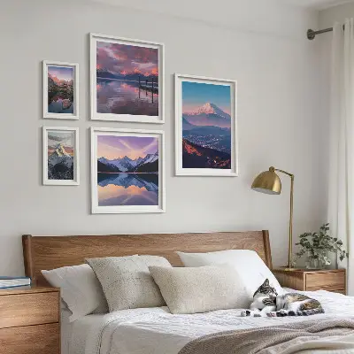 Set od 5 slika u okviru planinski pogledi i slikoviti vrhovi