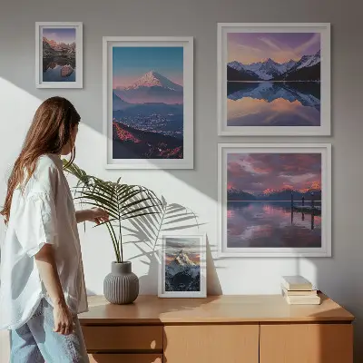 Set od 5 slika u okviru planinski pogledi i slikoviti vrhovi