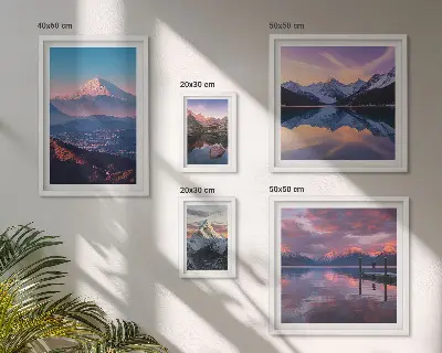 Set od 5 slika u okviru planinski pogledi i slikoviti vrhovi