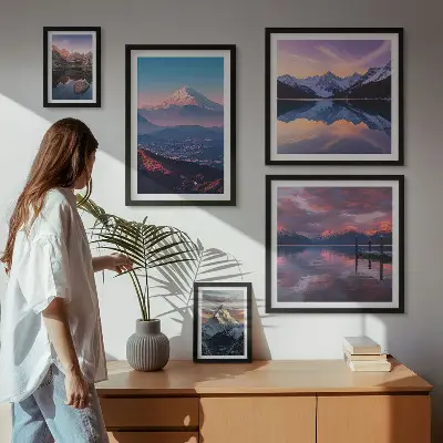 Set od 5 slika u okviru planinski pogledi i slikoviti vrhovi