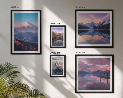 Set od 5 slika u okviru planinski pogledi i slikoviti vrhovi