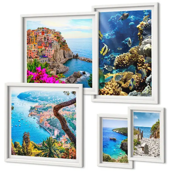 Set slika iznad kauča morski motivi s ribama i plažama