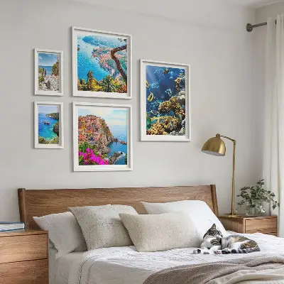 Set slika iznad kauča morski motivi s ribama i plažama