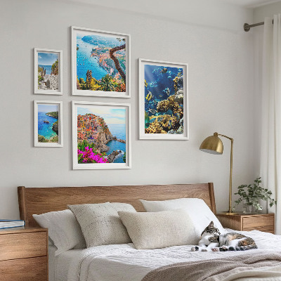 Set slika iznad kauča Primorski krajolici, ribe, plaže